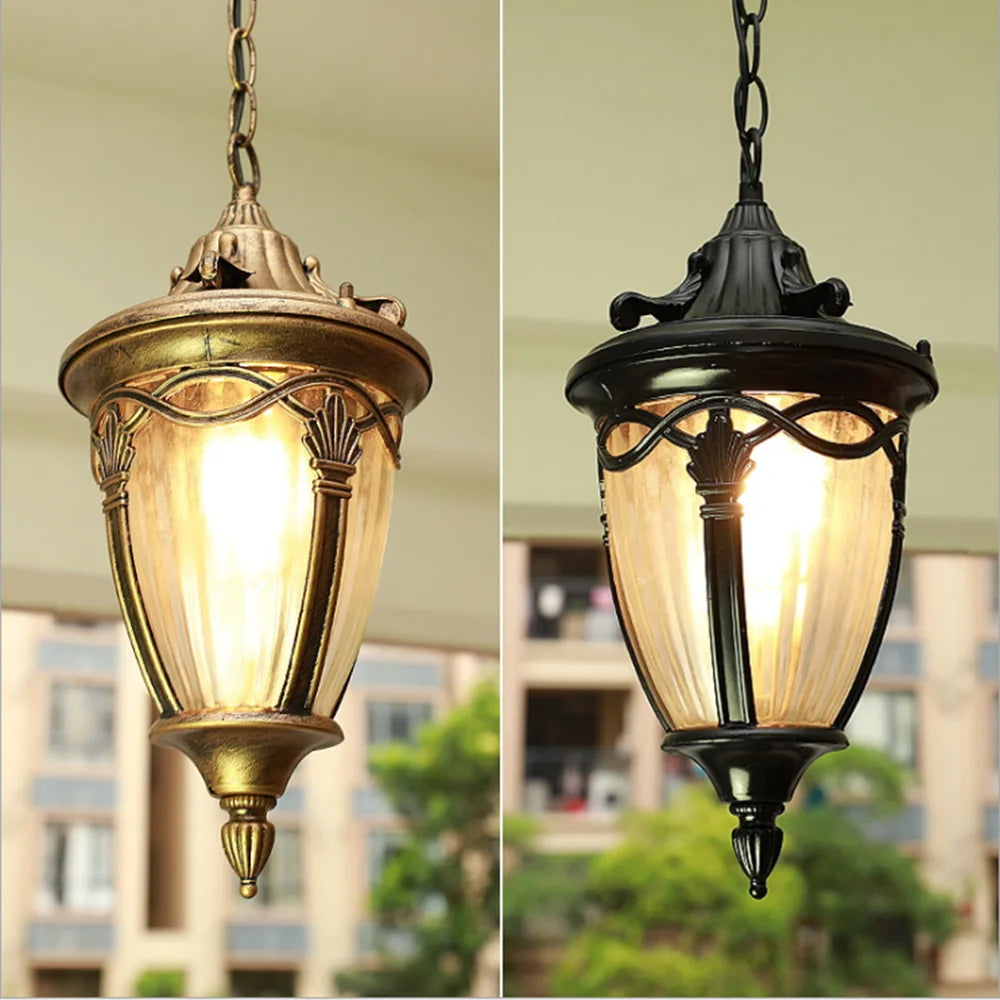 Lumière suspendue extérieure américaine pour Restaurant balcon Bar hôtel pavillon galerie lampe rétro rétro étanche lustre lumière - vue 2 sur 8