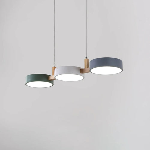 lustre nordique led moderne en bois et métal