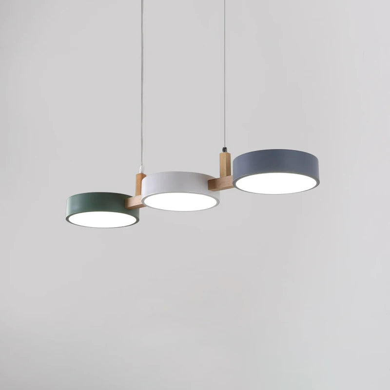 lustre nordique led moderne en bois et métal - vue 4 sur 8