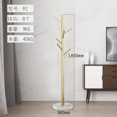 Stainless Steel Simple Modern Coat Rack, Nordic Light Luxury Hanger, Floor-Standing Bedroom Marble Hanger - vue 7 sur 11