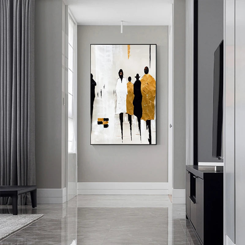 peinture abstraite noire et blanche pour décoration murale