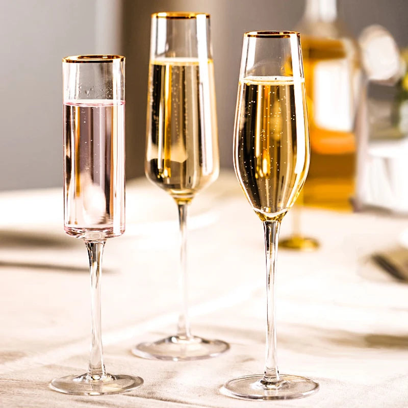 Flutes a champagne design elegant verre souffle main - vue 2 sur 7