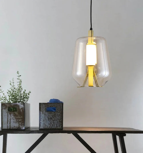 Vintage-Pendelleuchte aus Glas im nordischen Design kreativ - vue 2 sur 10