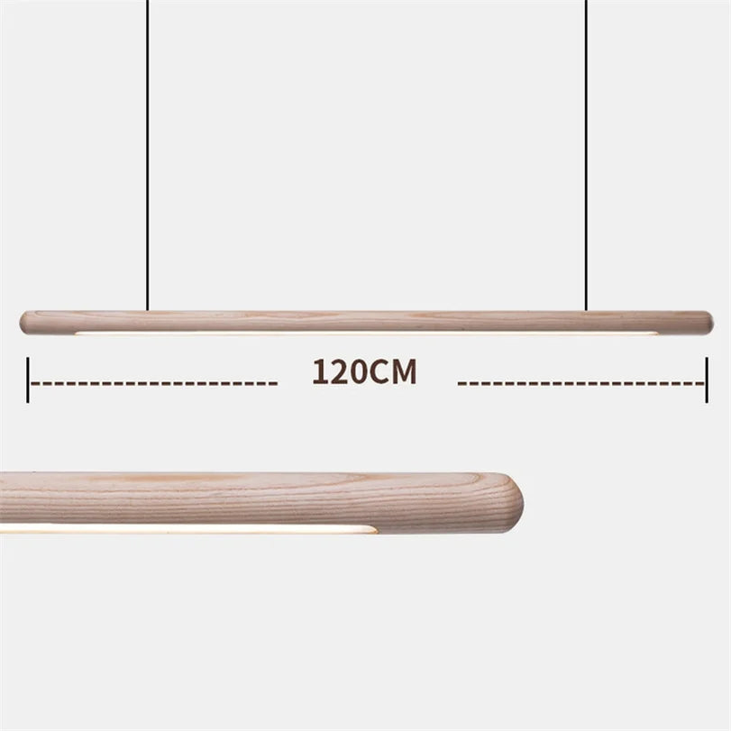 Minimalistische Pendelleuchte aus Holz mit LED-Band - vue 5 sur 9