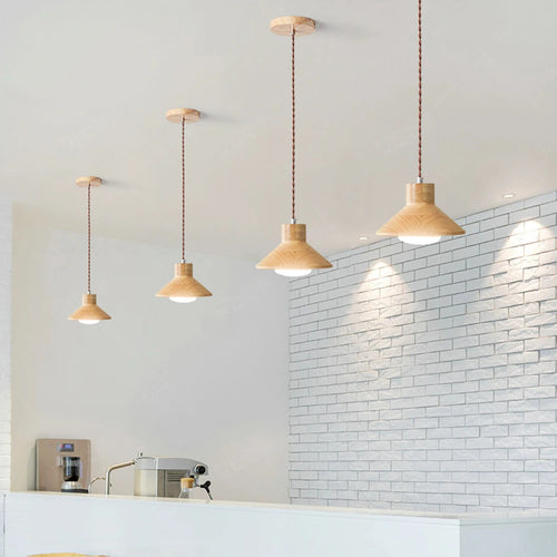 suspension luminaire led nordique moderne en bois pour décoration maison