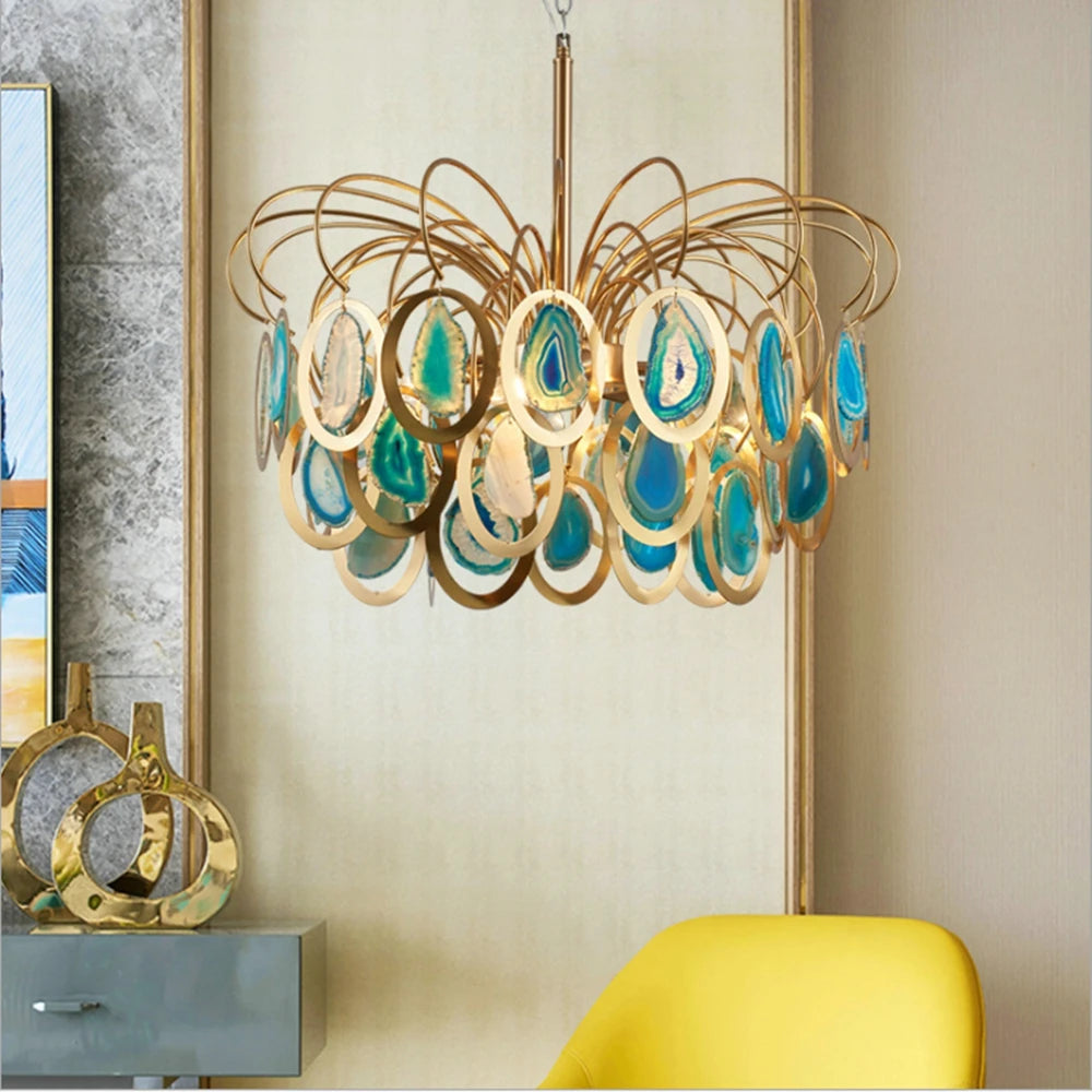 lustre nordique en agate pour décoration intérieure élégante - vue 5 sur 7