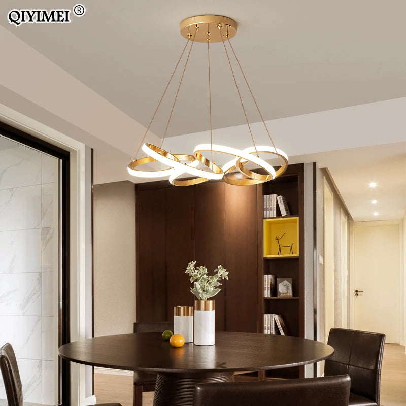 suspension plaqué or avec lumière led pour éclairage intérieur - vue 4 sur 8