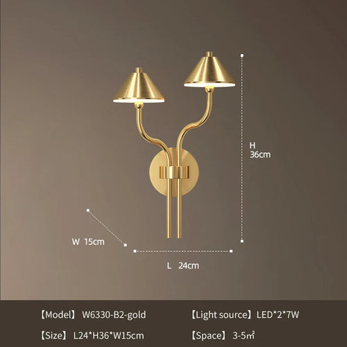 applique murale à led en forme de champignon en cuivre moderne
