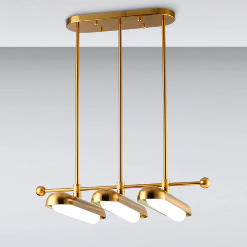 Postmoderner goldener Art-déco-Kronleuchter aus Eisen und Glas für Esszimmer - vue 4 sur 12