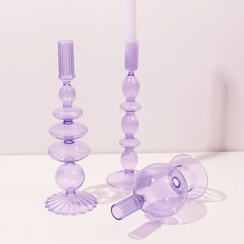 bougeoir en verre pour décoration romantique et festive - vue 3 sur 15