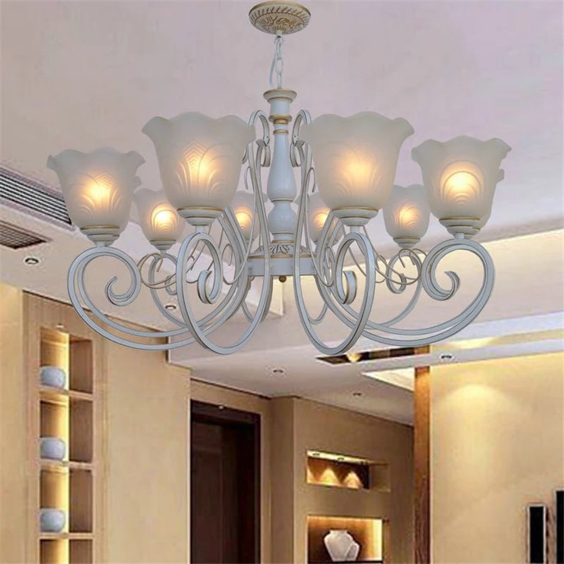 lustre vintage en fer forgé style européen éclairage rétro - vue 5 sur 6