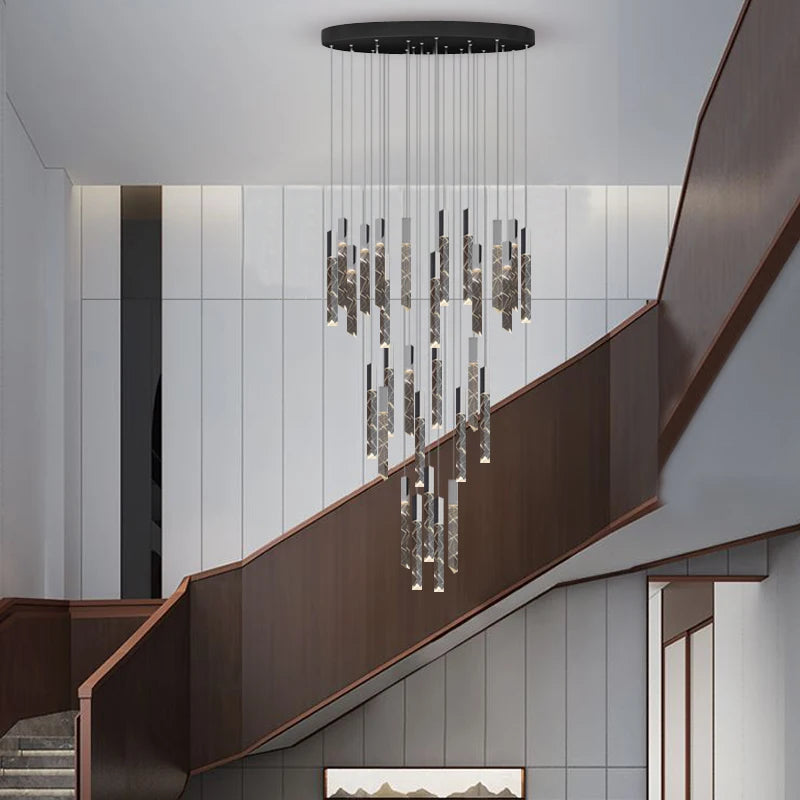 lustre nordique moderne en cristal pour espaces contemporains - vue 4 sur 14