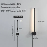 Moderne LED-Wandleuchte mit Stecker für Wohnzimmer, Schlafzimmer, Flur und Küche