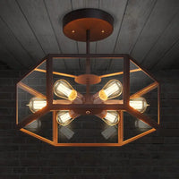 plafonnier hexagonal en verre style rétro pour café bar restaurant