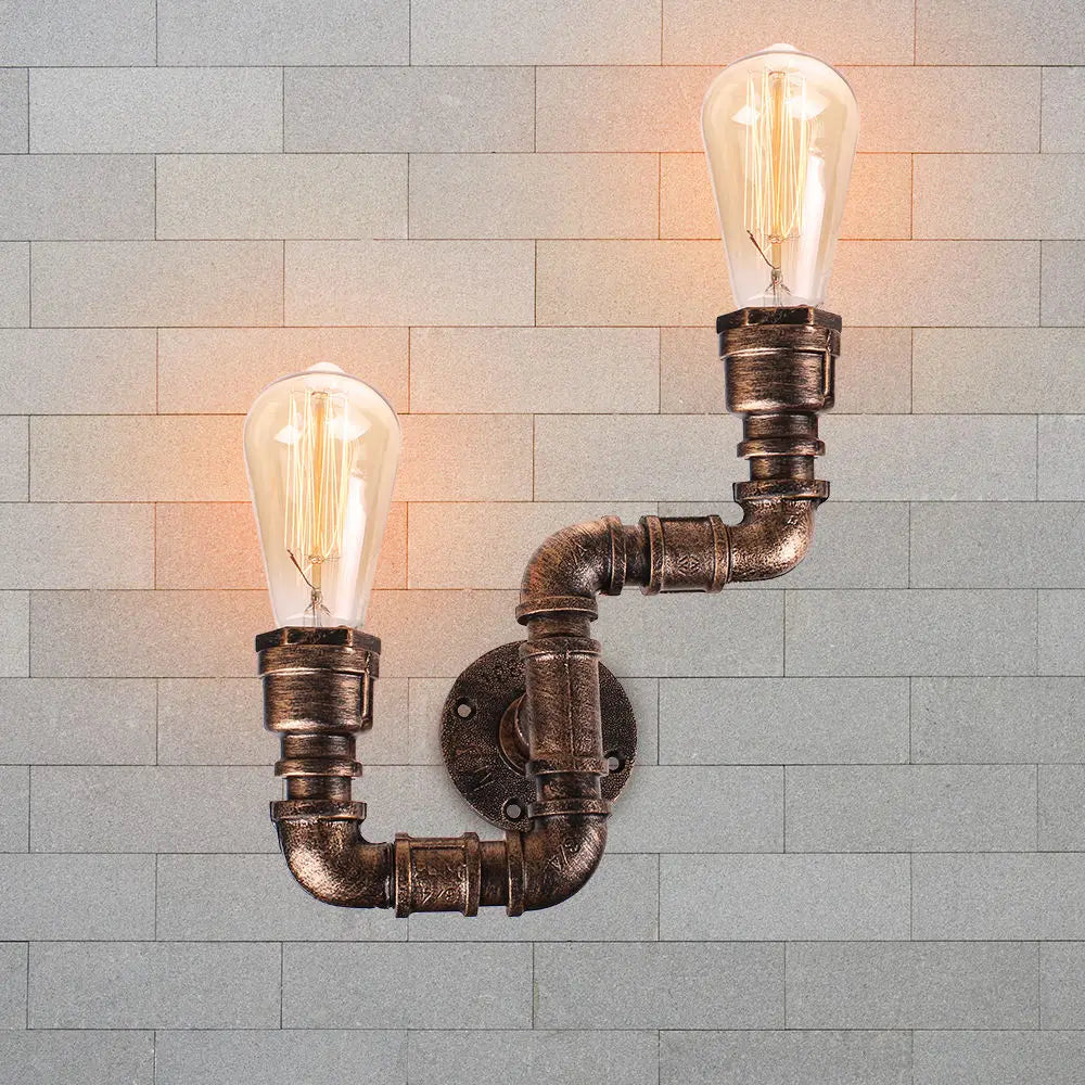 applique murale industrielle vintage loft 2 lumières pour bar - vue 6 sur 7