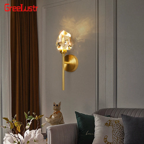 Moderne luxuriöse LED-Kristall-Wandleuchte für stilvolle Innenräume – Schlafzimmer, Flur und Eingangsbereich - vue 4 sur 13