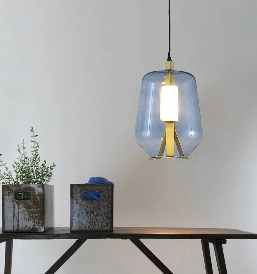 Vintage-Pendelleuchte aus Glas im nordischen Design kreativ - vue 5 sur 10