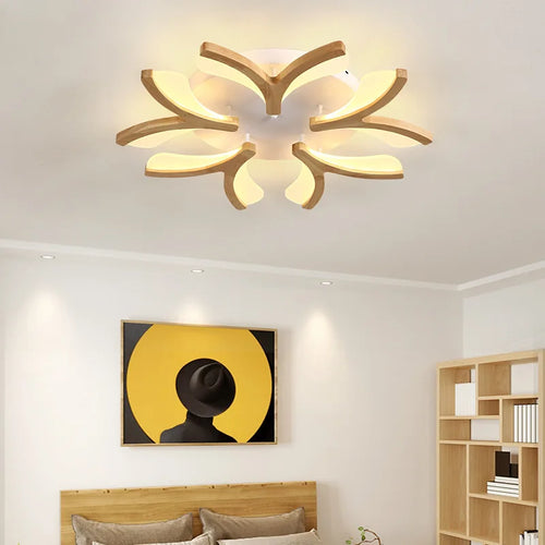 LED-Deckenleuchte nordisch aus Massivholz einfach modern - vue 5 sur 10