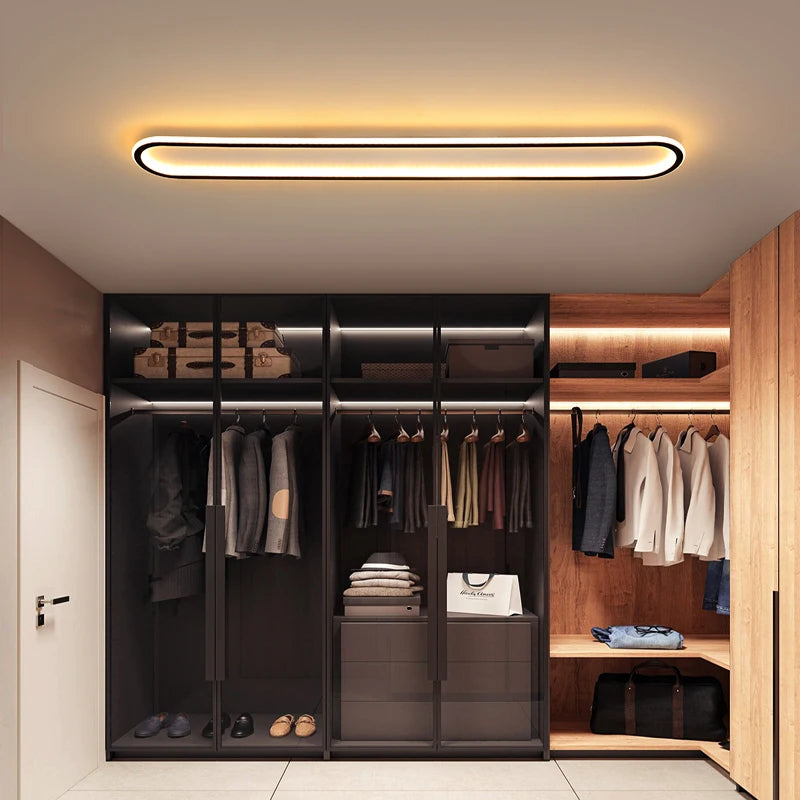 lustre led minimaliste en bande acrylique avec projecteur moderne - vue 4 sur 25