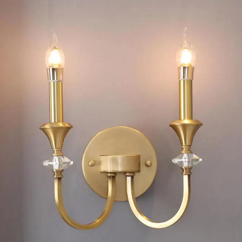 applique murale en cristal lampe à bougie led en cuivre à double tête - vue 5 sur 8
