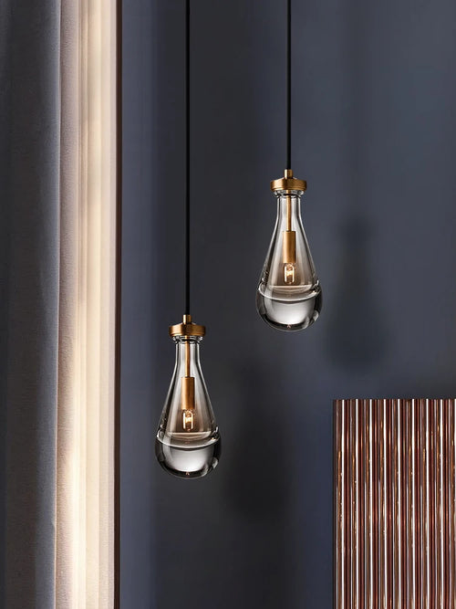 lustre moderne simple en verre de cuivre de luxe à tête unique