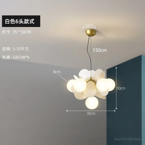 LED-Pendelleuchte im nordischen Design mit dekorativen Blumen aus Acryl - vue 20 sur 24