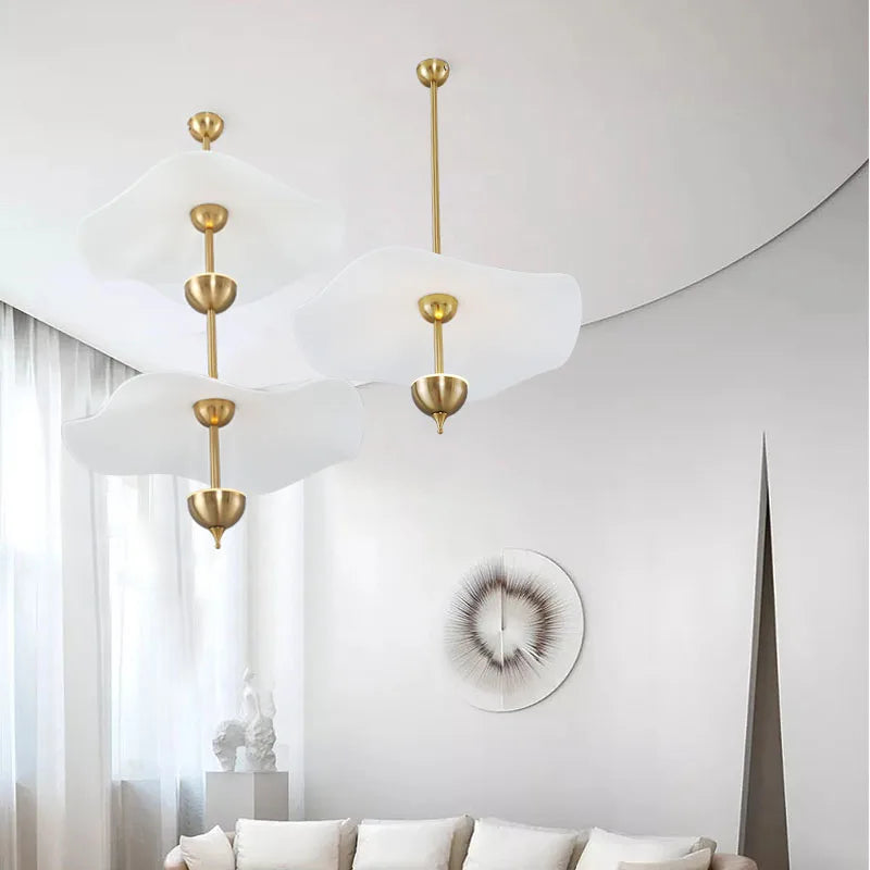 lustre led nordique en métal doré et acrylique décoratif pour intérieur - vue 4 sur 9