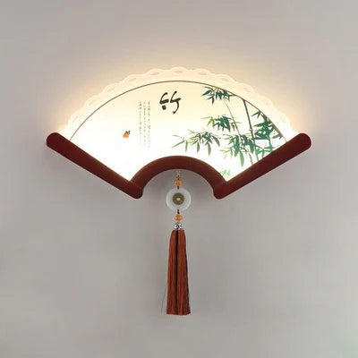 applique murale en bois éventail à led design rétro asiatique décoratif - vue 18 sur 18