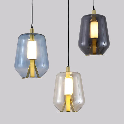 Vintage-Pendelleuchte aus Glas im nordischen Design kreativ - vue 3 sur 10