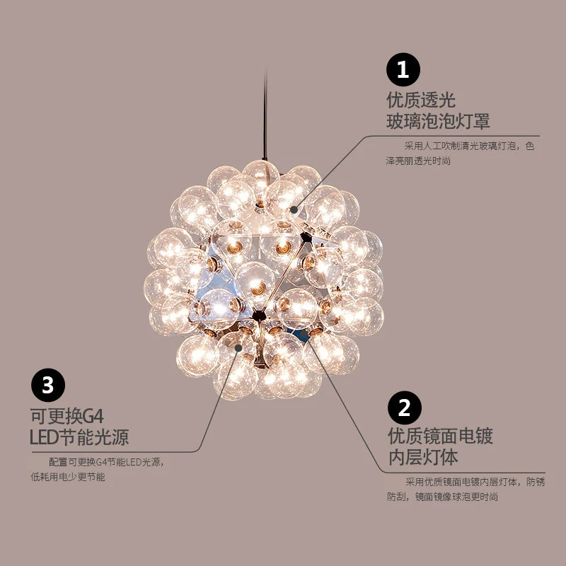 suspension luminaire moderne bulles taraxacum nordique en verre