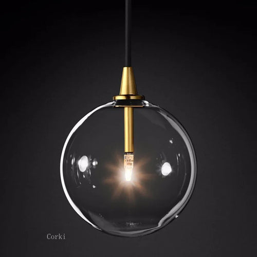 suspension en verre transparent à bulles moderne et vintage