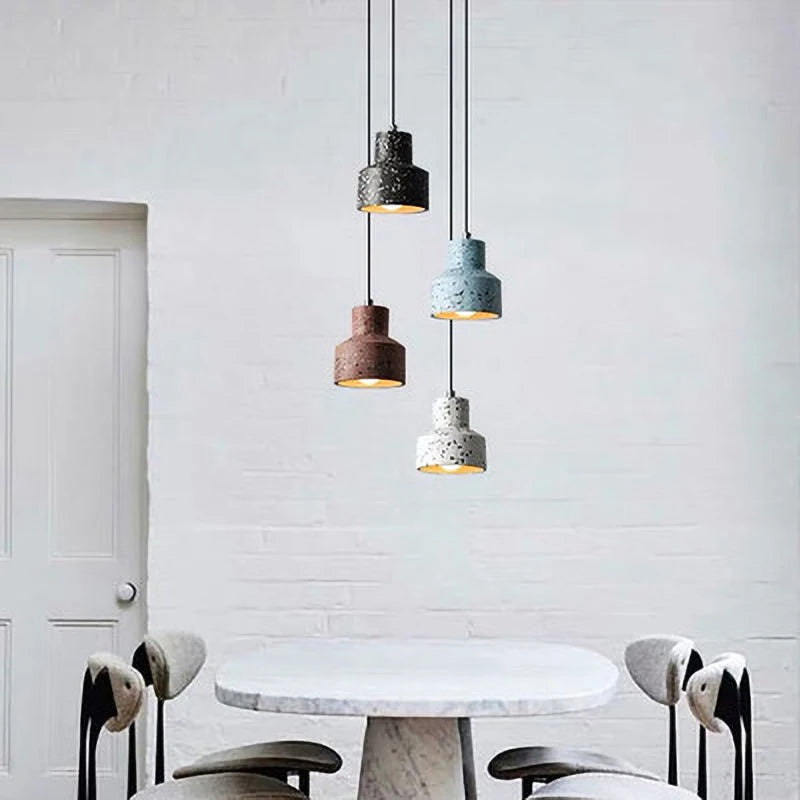 suspension moderne en terrazzo design nordique plusieurs couleurs led - vue 5 sur 28