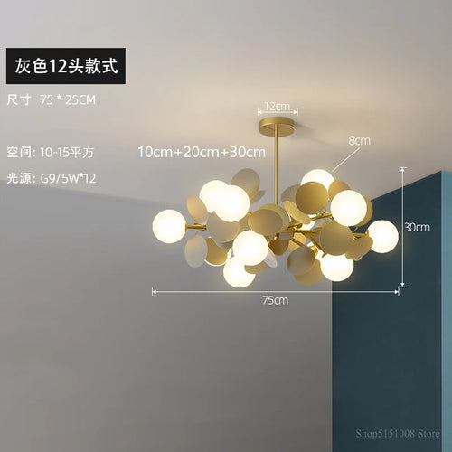 LED-Pendelleuchte im nordischen Design mit dekorativen Blumen aus Acryl - vue 11 sur 24