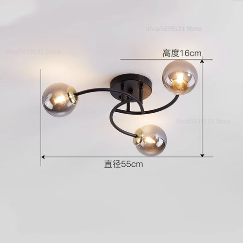 Schlichte nordische Glas-Deckenleuchte mit moderner LED