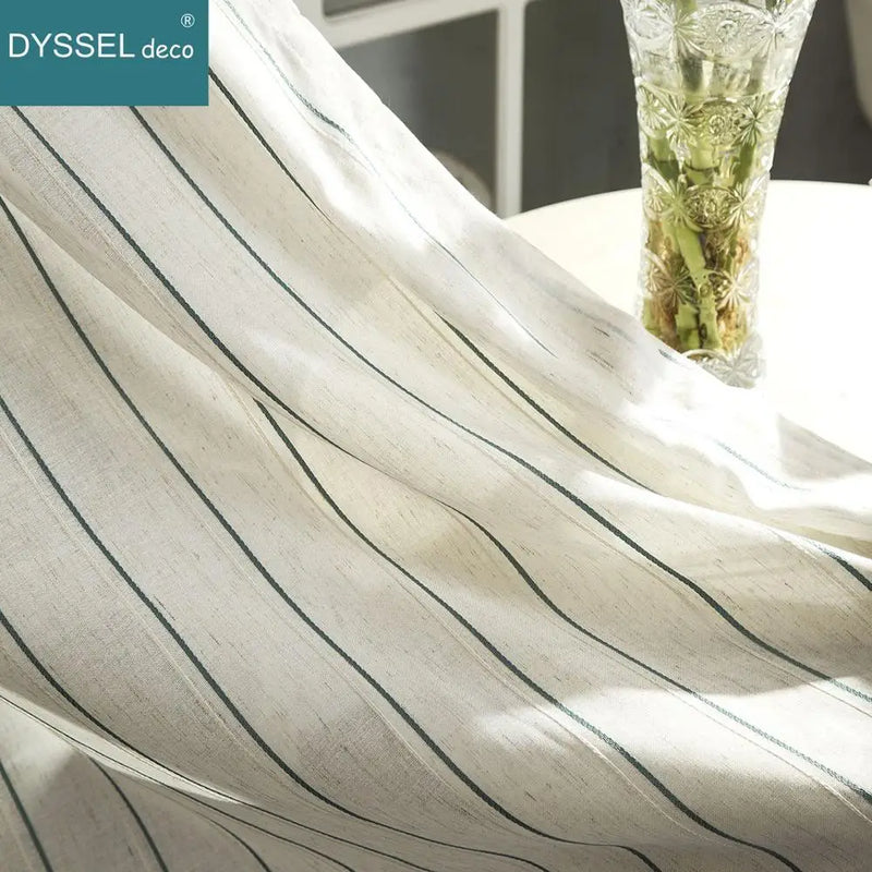 Rideau rayé style européen translucide pour salon chambre