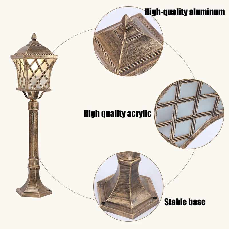 lampe de pelouse extérieure étanche style européen éclairage de jardin - vue 9 sur 8
