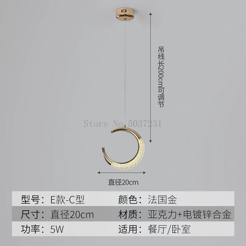 LED-Pendelleuchte aus goldenem Kristall im modernen nordischen Design - vue 13 sur 21