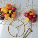 panier de rangement doré à deux niveaux décoratif pour fruits et gâteaux
