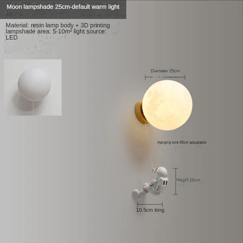 Astronauten-Wandleuchte Kinder 3D Mond Dekorativ Nachttisch - vue 10 sur 18