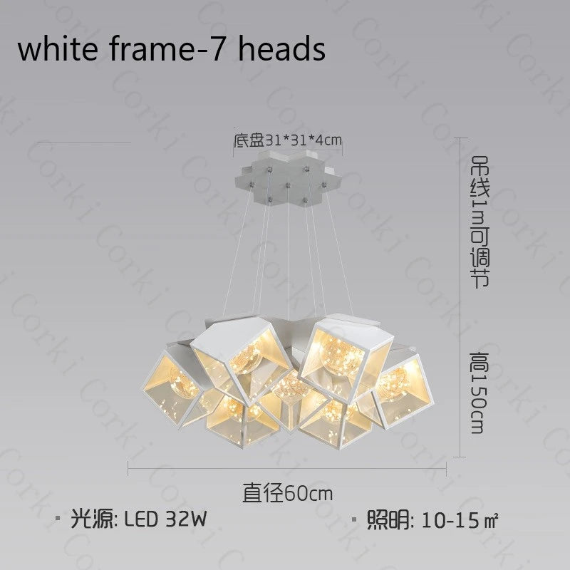 lustre à led design moderne luminaire géométrique intérieur dimmable - vue 8 sur 9