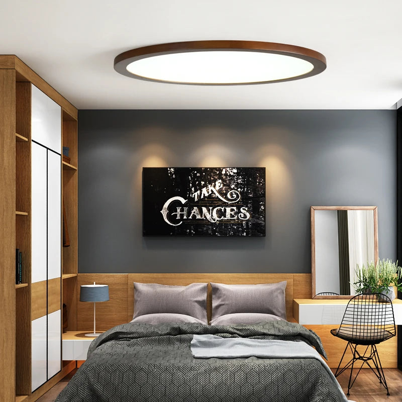 plafonnier led en bois véritable pour éclairage intérieur - vue 5 sur 14
