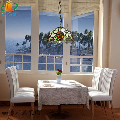 Kronleuchter Orchidee im Tiffany-Stil aus farbigem Glas für elegantes Interieur - vue 7 sur 9