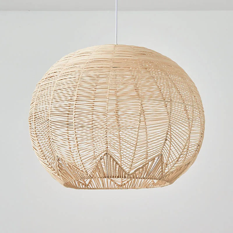 Lustre boule en rotin fait à la main - vue 7 sur 11