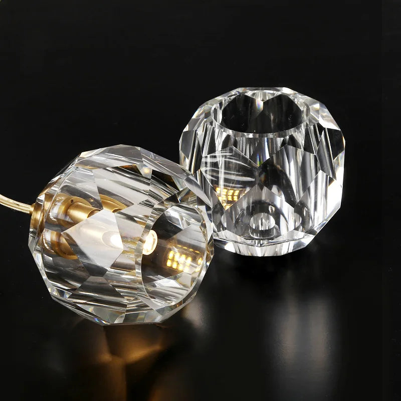 suspension en cristal k9 en cuivre design nordique créatif - vue 5 sur 13
