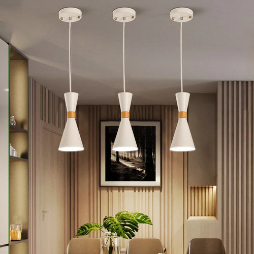 Moderne Pendelleuchte aus Holz kreative Macaron - vue 6 sur 17