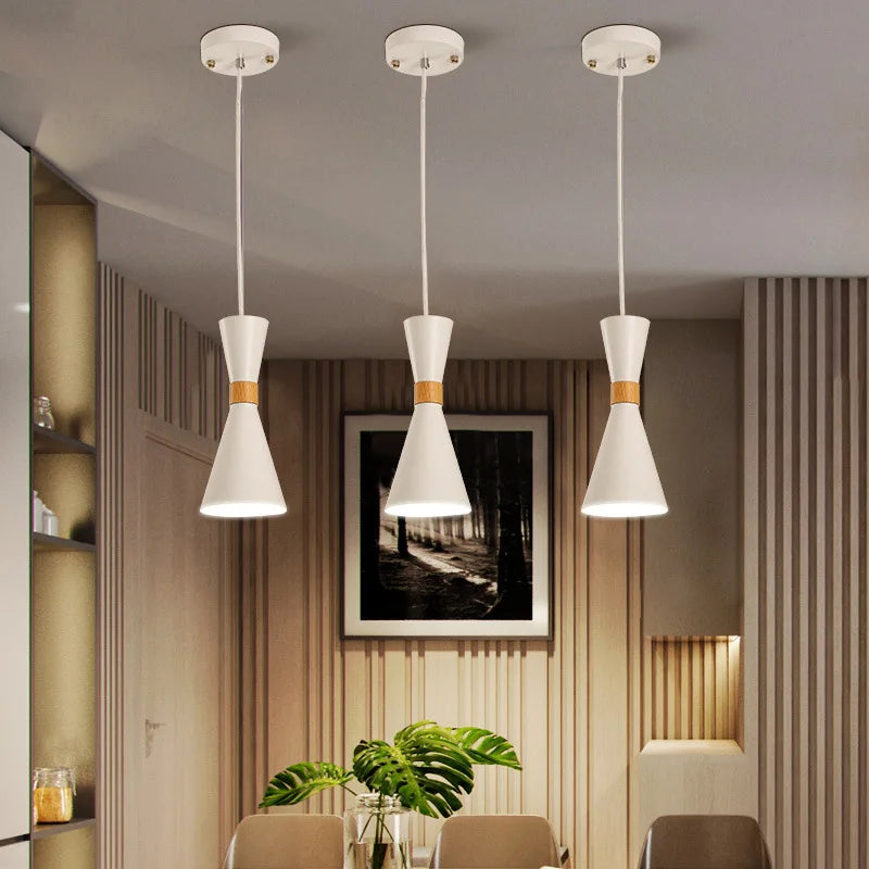Moderne Pendelleuchte aus Holz kreative Macaron - vue 6 sur 17