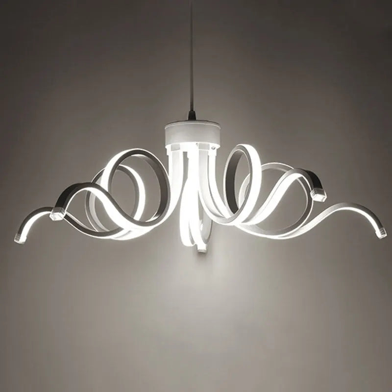 lustre suspendu moderne télécommandé en aluminium acrylique éclairage intelligent - vue 5 sur 9