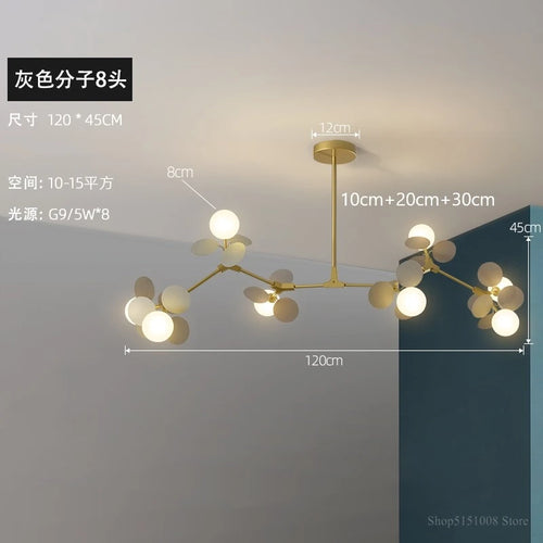 LED-Pendelleuchte im nordischen Design mit dekorativen Blumen aus Acryl - vue 9 sur 24