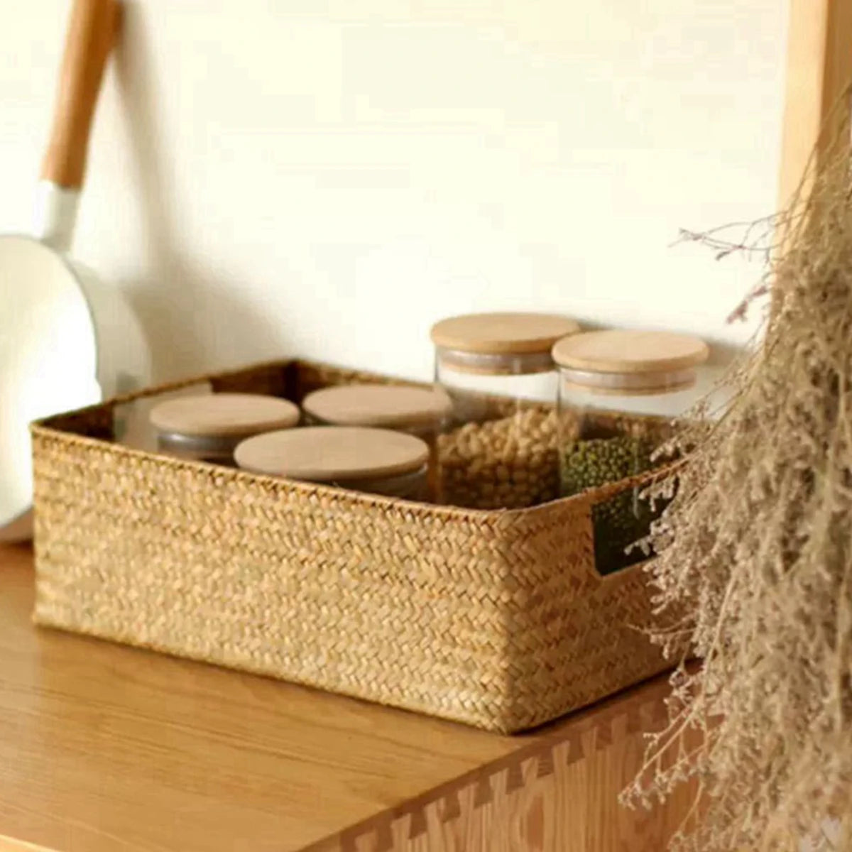 panier en jonc de mer tissé pour fruits et rangement - vue 6 sur 10