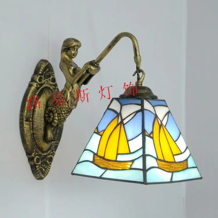 applique murale style tiffany éclairage mode sirène design élégant - vue 5 sur 13